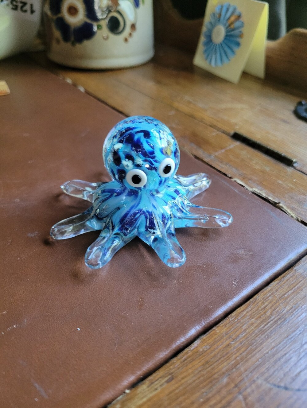 Dynasty Gallery Blue Art Glass Octopus Paperweight Figurine
